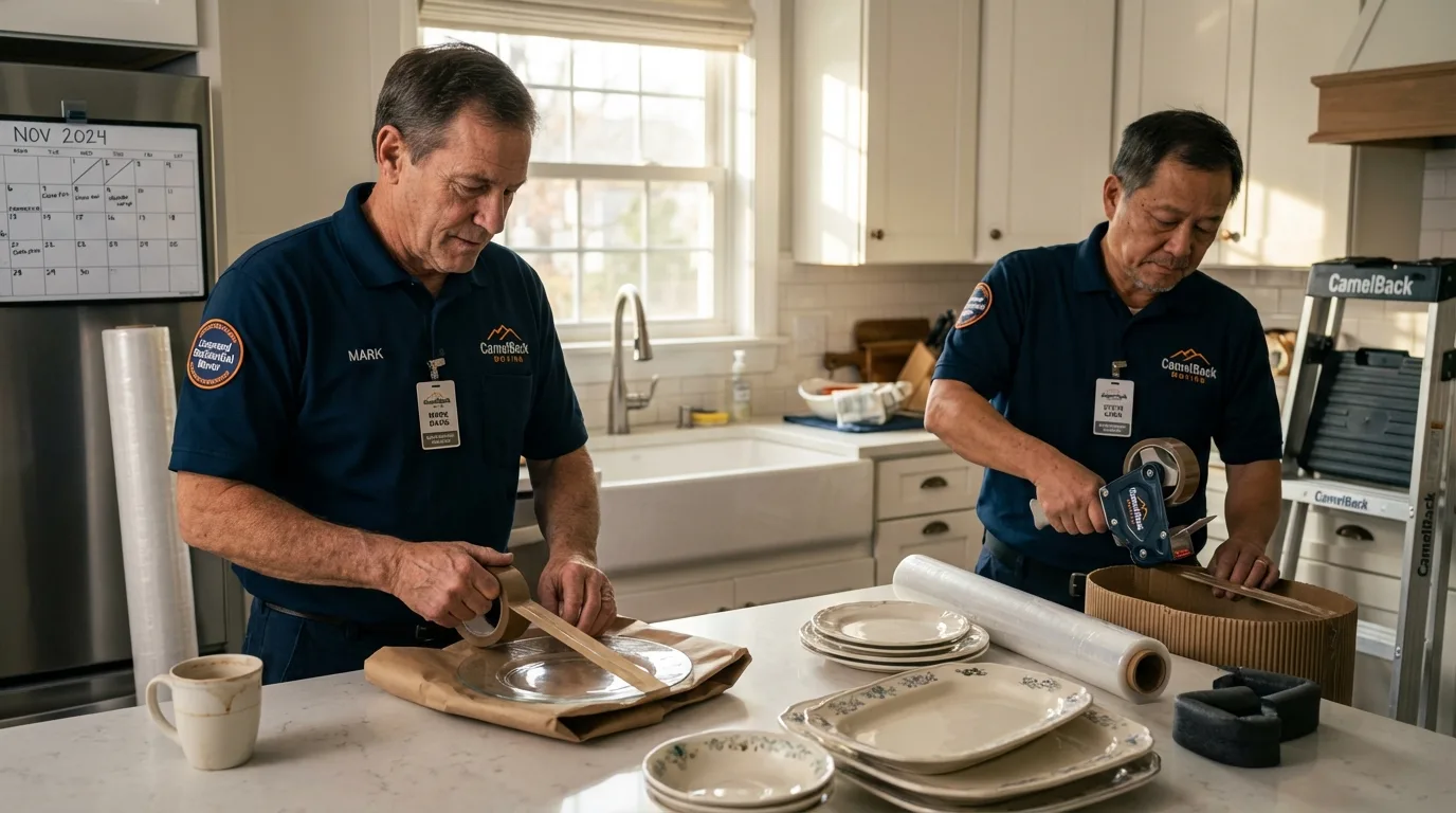 Professional crew packing kitchen dishware in Breckenridge, CO