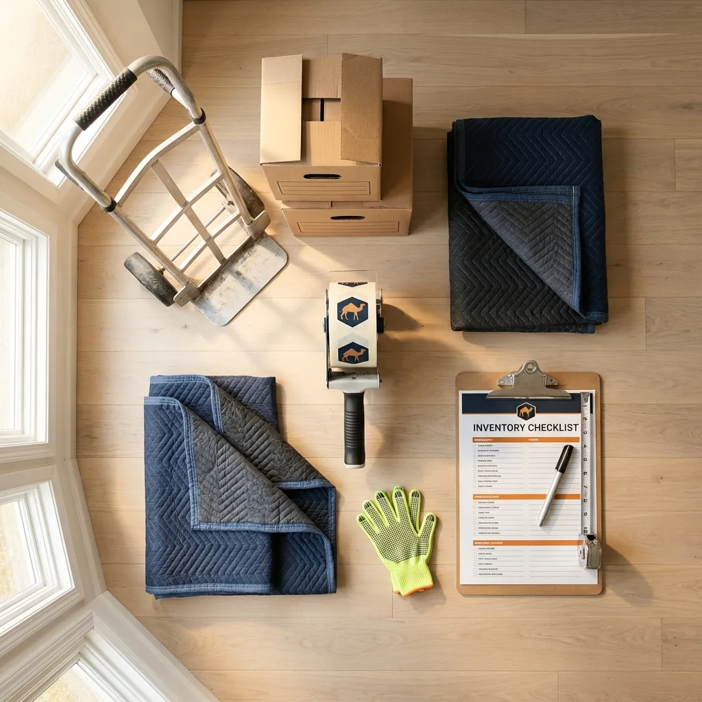Professional moving supplies and packing materials layout for Breckenridge residential relocations